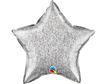 20IN GLITTERGRAPHIC SILVER STAR FOIL BALLOON