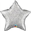 20IN GLITTERGRAPHIC SILVER STAR FOIL BALLOON