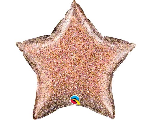 20IN GLITTERGRAPHIC ROSE GOLD STAR FOIL BALLO