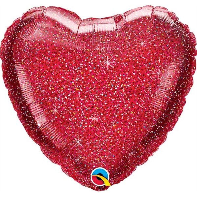 18IN GLITTERGRAPHIC RED HEART FOIL BALLOON