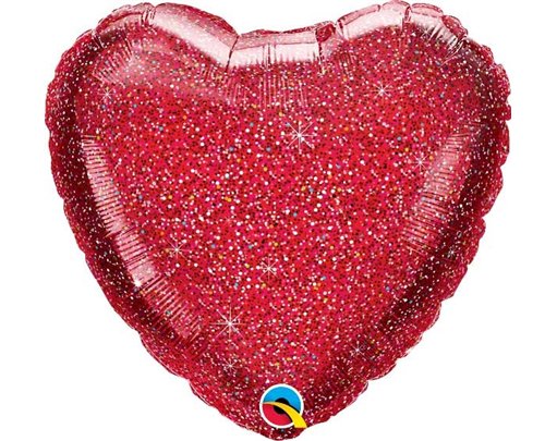 18IN GLITTERGRAPHIC RED HEART FOIL BALLOON