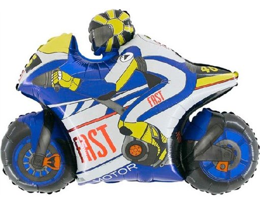 BLUE MOTOR BIKE SHAPED FOIL BALLOON