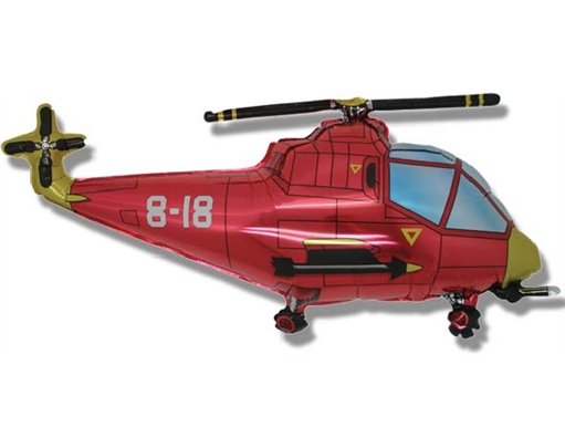 RED HELICOPTER SHAPED FOIL BALLOON