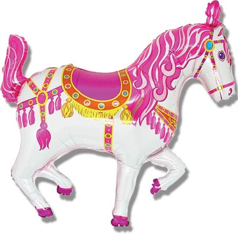 PINK CAROUSEL HORSE SHAPED FOIL