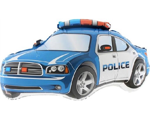 BLUE POLICE CAR SHAPED FOIL BALLOON