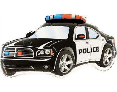 BLACK POLICE CAR SHAPED FOIL BALLOON