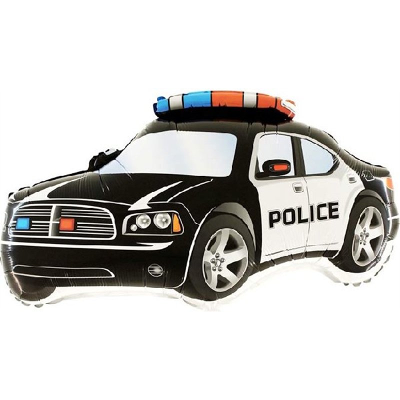 BLACK POLICE CAR SHAPED FOIL BALLOON