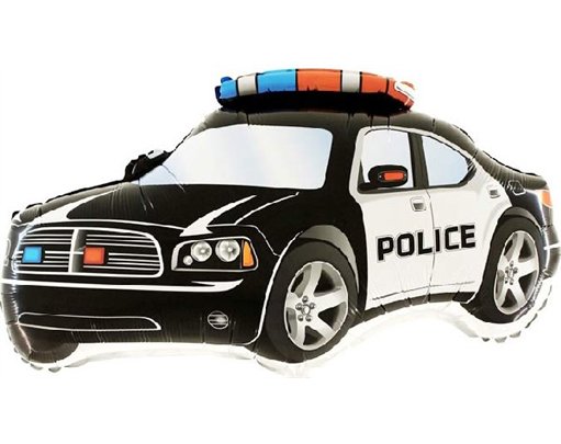BLACK POLICE CAR SHAPED FOIL BALLOON