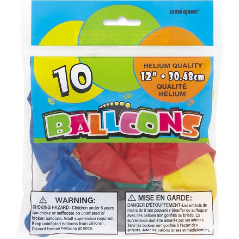 (10) 12in ASST LATEX BALLOONS
