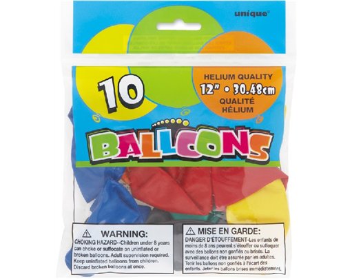(10) 12in ASST LATEX BALLOONS