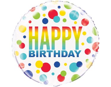 18in RAINBOW SPOTS BIRTHDAY FOIL BALLOON