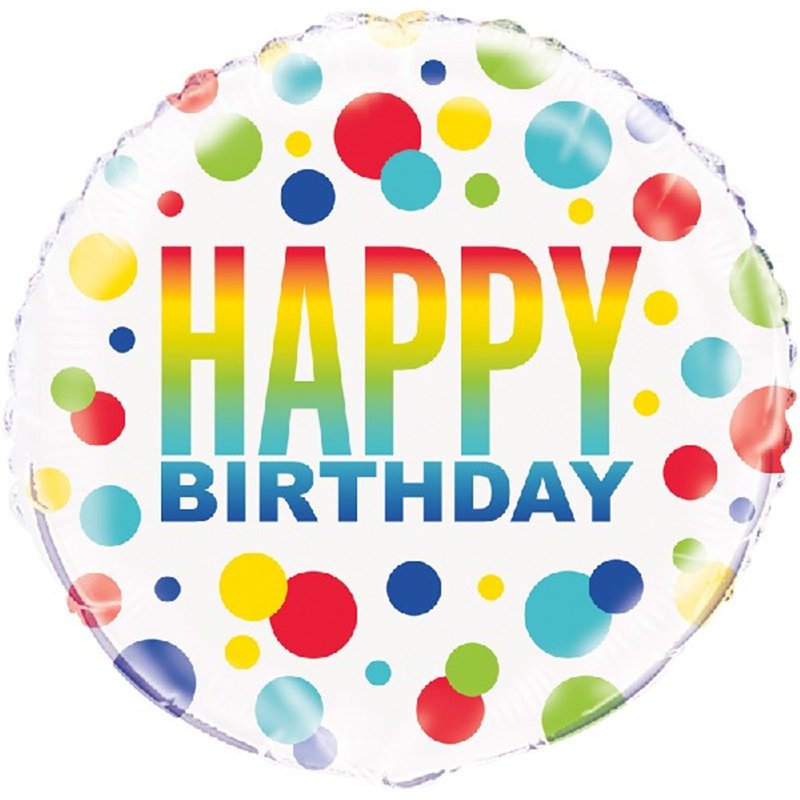 18in RAINBOW SPOTS BIRTHDAY FOIL BALLOON