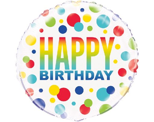 18in RAINBOW SPOTS BIRTHDAY FOIL BALLOON