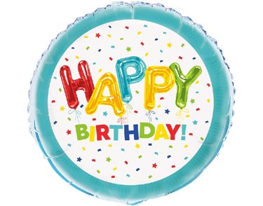 18in HAPPY BALLOON BIRTHDAY FOIL BALLOON