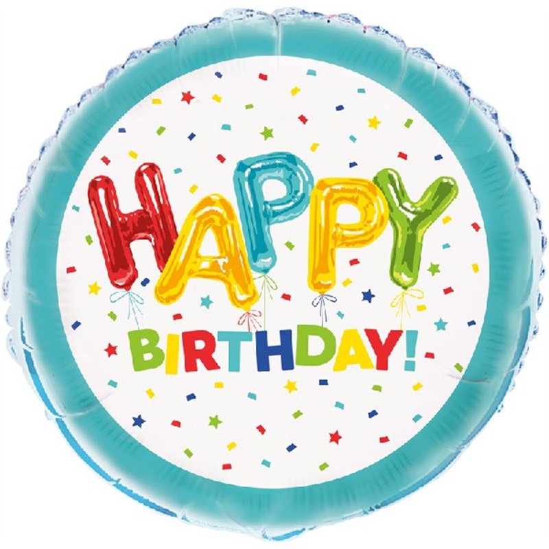 18in HAPPY BALLOON BIRTHDAY FOIL BALLOON