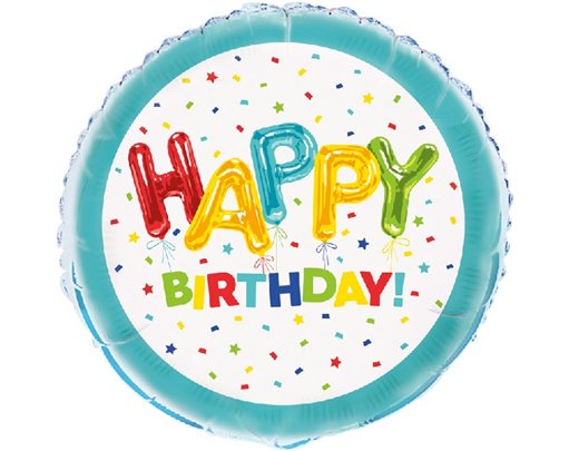 18in HAPPY BALLOON BIRTHDAY FOIL BALLOON