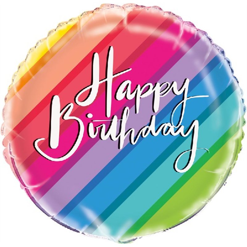 18in BALLOONS & RAINBOW B/DAY FOIL BALLOON