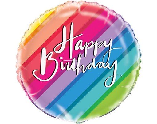 18in BALLOONS & RAINBOW B/DAY FOIL BALLOON