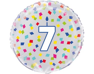 18in RAINBOW CONFETTI NO. 7 FOIL BALLOON