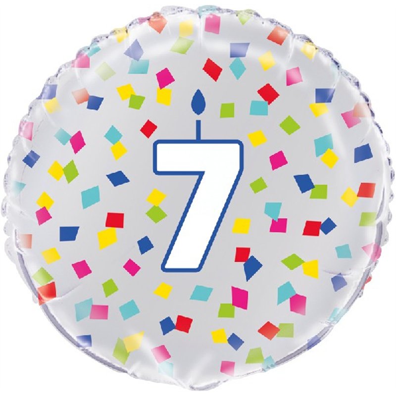 18in RAINBOW CONFETTI NO. 7 FOIL BALLOON