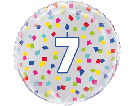 18in RAINBOW CONFETTI NO. 7 FOIL BALLOON