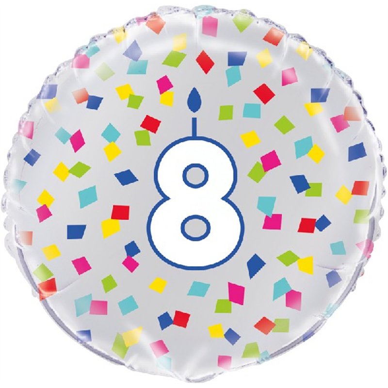 18in RAINBOW CONFETTI NO. 8 FOIL BALLOON