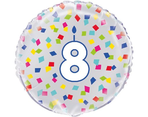 18in RAINBOW CONFETTI NO. 8 FOIL BALLOON