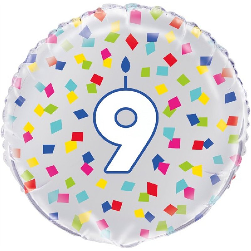 18in RAINBOW CONFETTI NO. 9 FOIL BALLOON