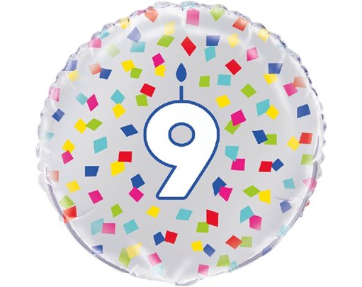18in RAINBOW CONFETTI NO. 9 FOIL BALLOON