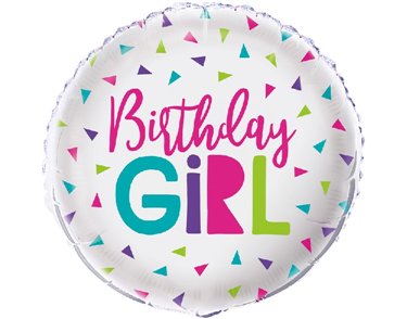18in CONFETTI BIRTHDAY GIRL  FOIL BALLOON