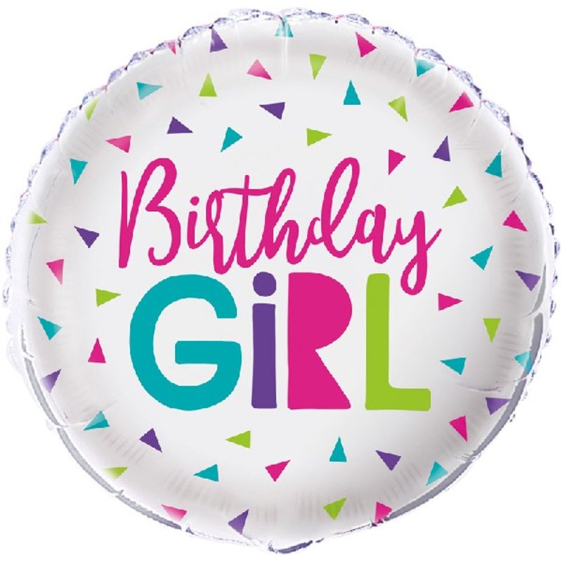 18in CONFETTI BIRTHDAY GIRL  FOIL BALLOON