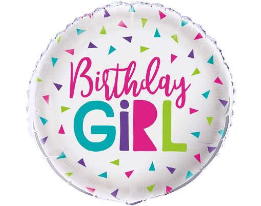 18in CONFETTI BIRTHDAY GIRL  FOIL BALLOON