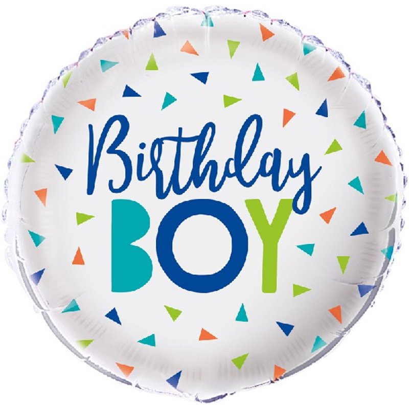18in CONFETTI BIRTHDAY BOY FOIL BALLOON