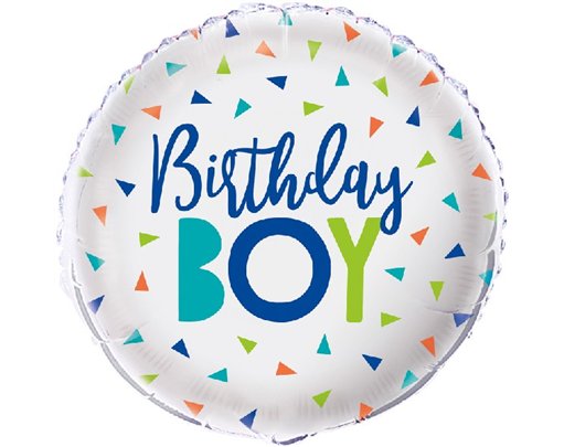 18in CONFETTI BIRTHDAY BOY FOIL BALLOON