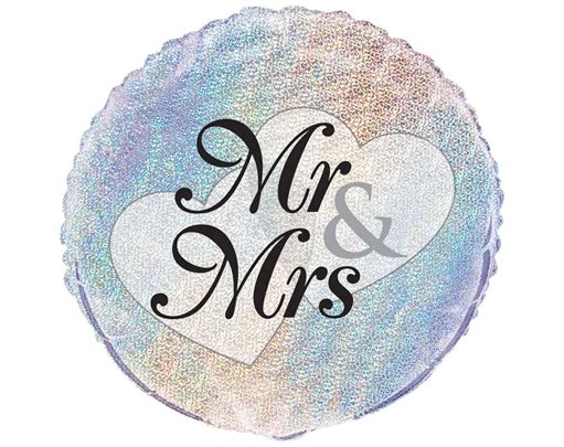 18in MR. & MRS. PRISM FOIL BALLOON