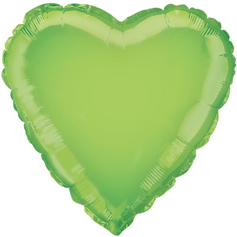 18in LIME GREEN HEART FOIL BALLOON