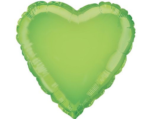18in LIME GREEN HEART FOIL BALLOON