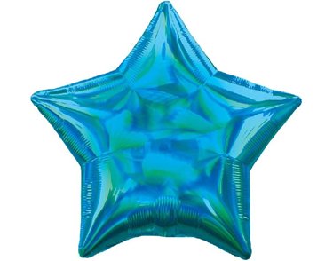 19in IRIDESCENT CYAN STAR FOIL