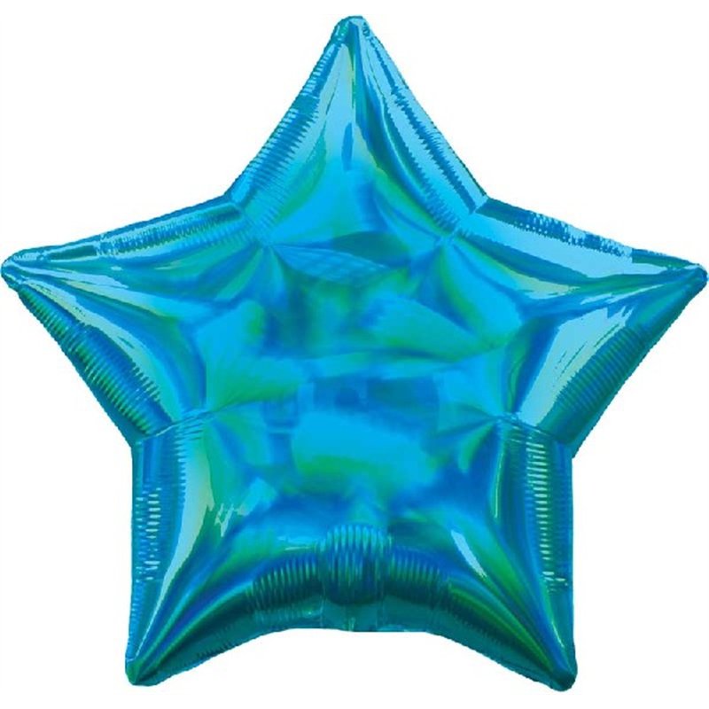 19in IRIDESCENT CYAN STAR FOIL