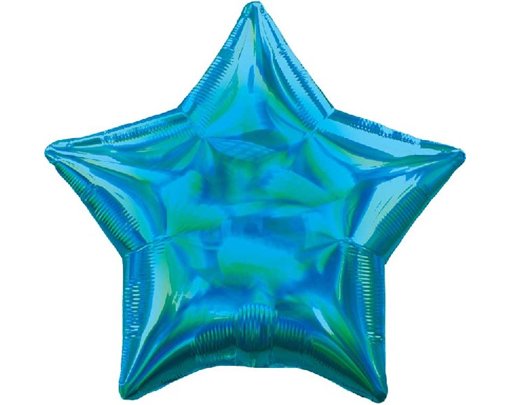 19in IRIDESCENT CYAN STAR FOIL