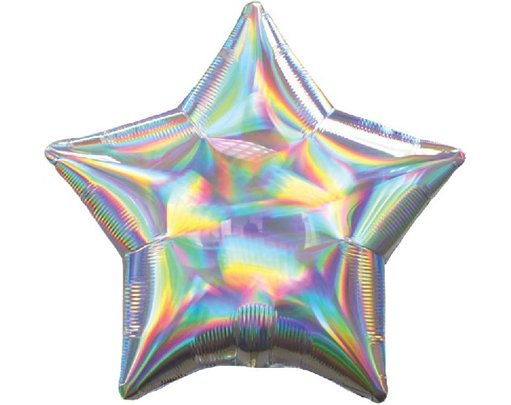 19in IRIDESCENT SILVER STAR FOIL
