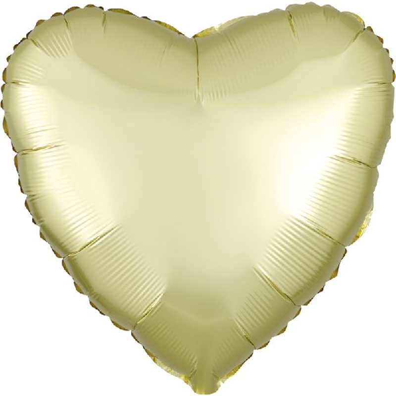 18in SATIN LUXE PASTEL YELLOW HEART FOIL