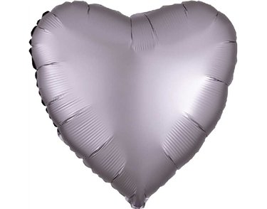 18in SATIN LUXE GREIGE HEART FOIL