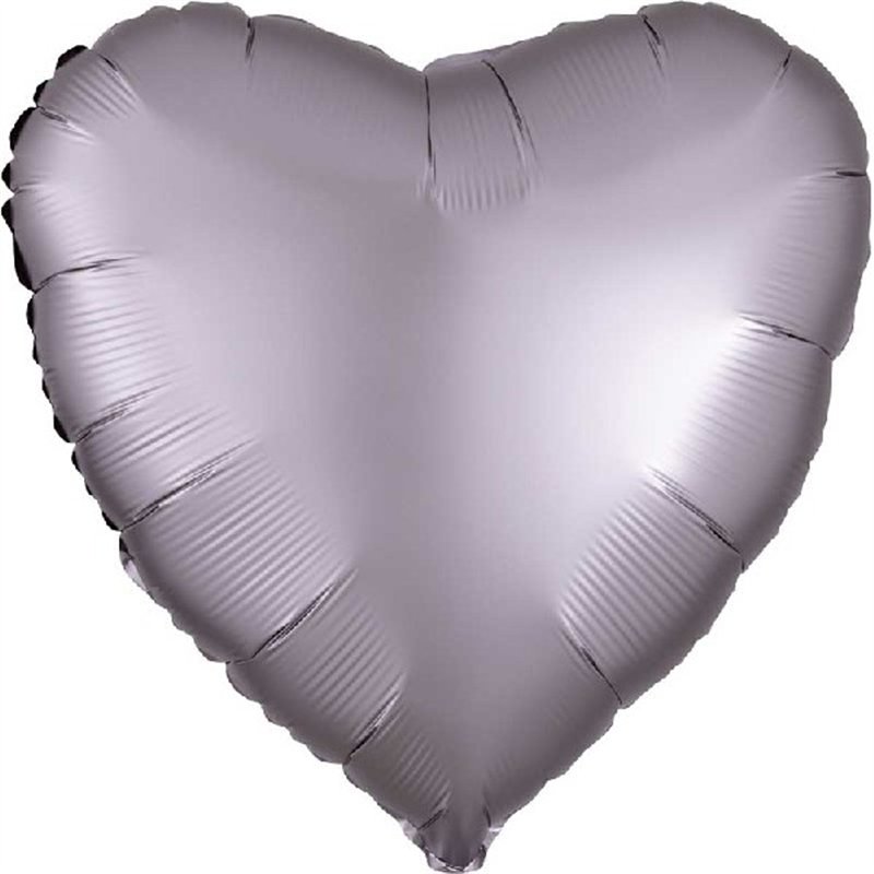 18in SATIN LUXE GREIGE HEART FOIL
