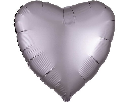 18in SATIN LUXE GREIGE HEART FOIL