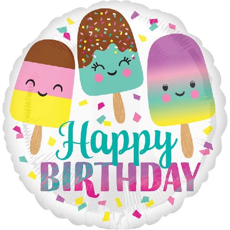 18in HAPPY ICE CREAM BIRTHDAY FOIL