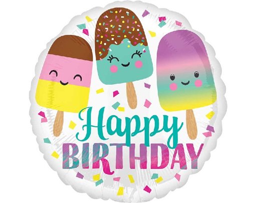 18in HAPPY ICE CREAM BIRTHDAY FOIL