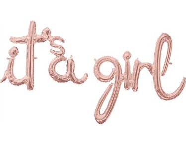 SCRIPT PHRASE ITS A GIRL ROSE GOLD FOIL
