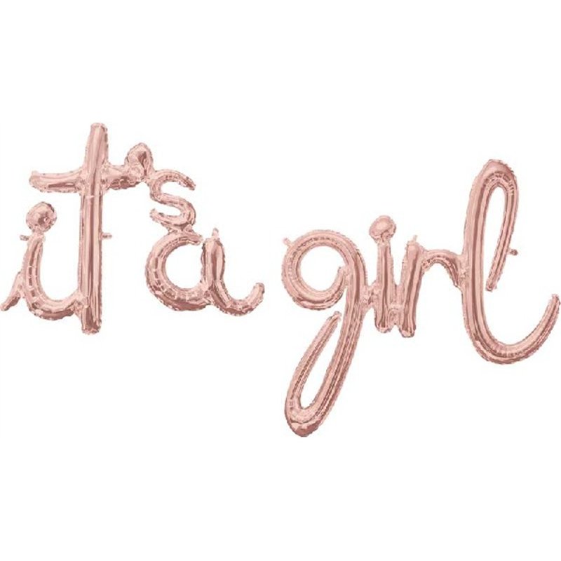 SCRIPT PHRASE ITS A GIRL ROSE GOLD FOIL