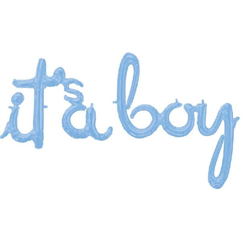 SCRIPT PHRASE ITS A BOY PASTEL BLUE FOIL